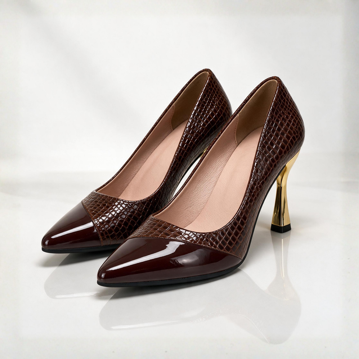 Florine Croc Point Heels
