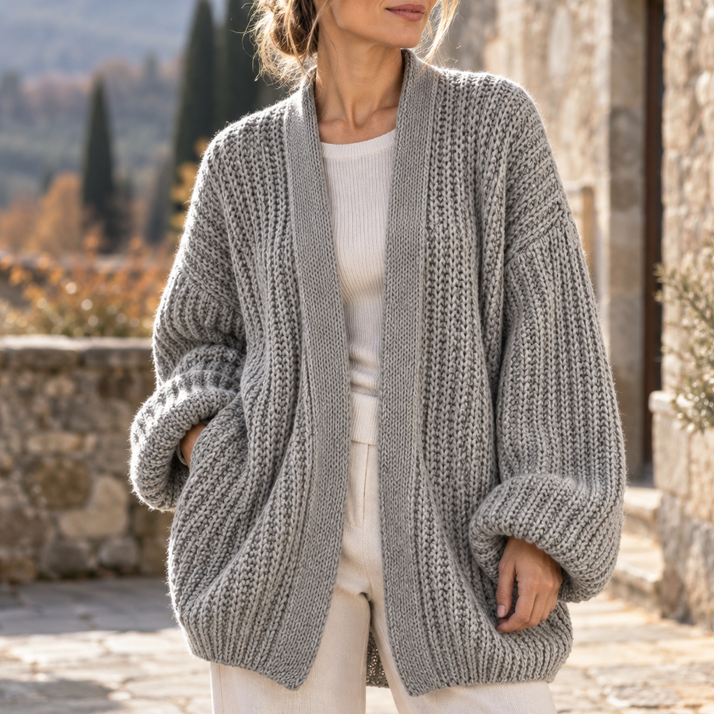 Elena Lantern-Sleeve Cardigan
