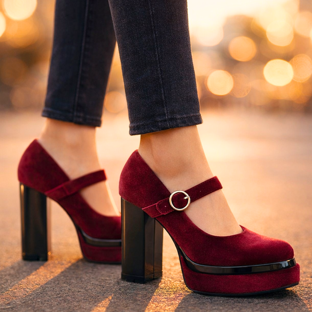 Sofia Rae Velvet Platform Pumps