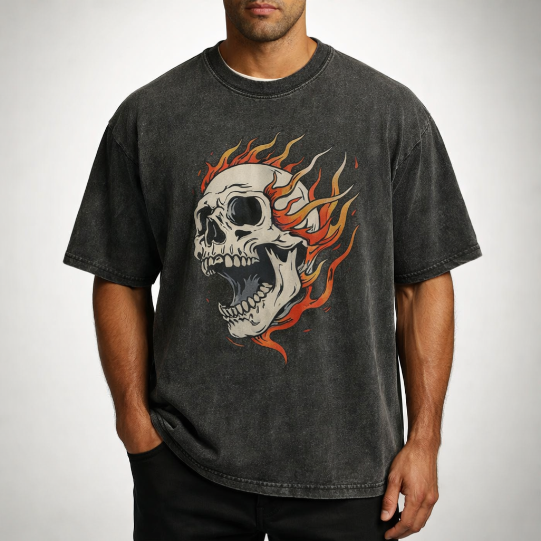 Southbrook Acid Wash Flame Tee