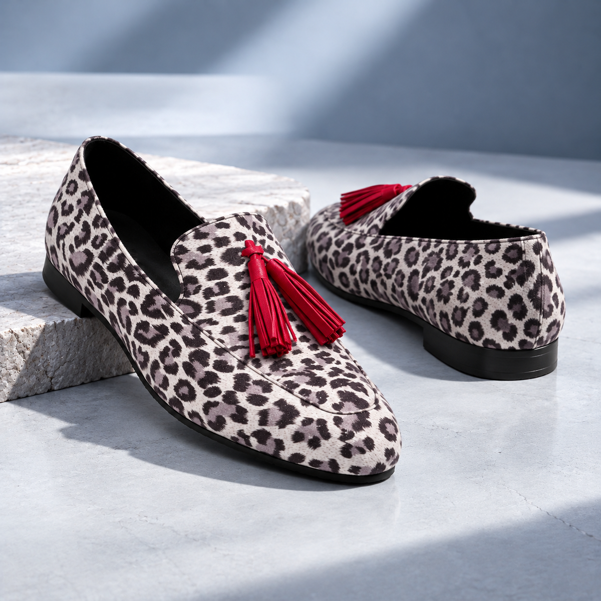 Samantha Leopard Tassel Loafers