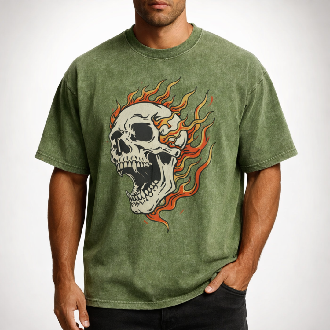 Southbrook Acid Wash Flame Tee