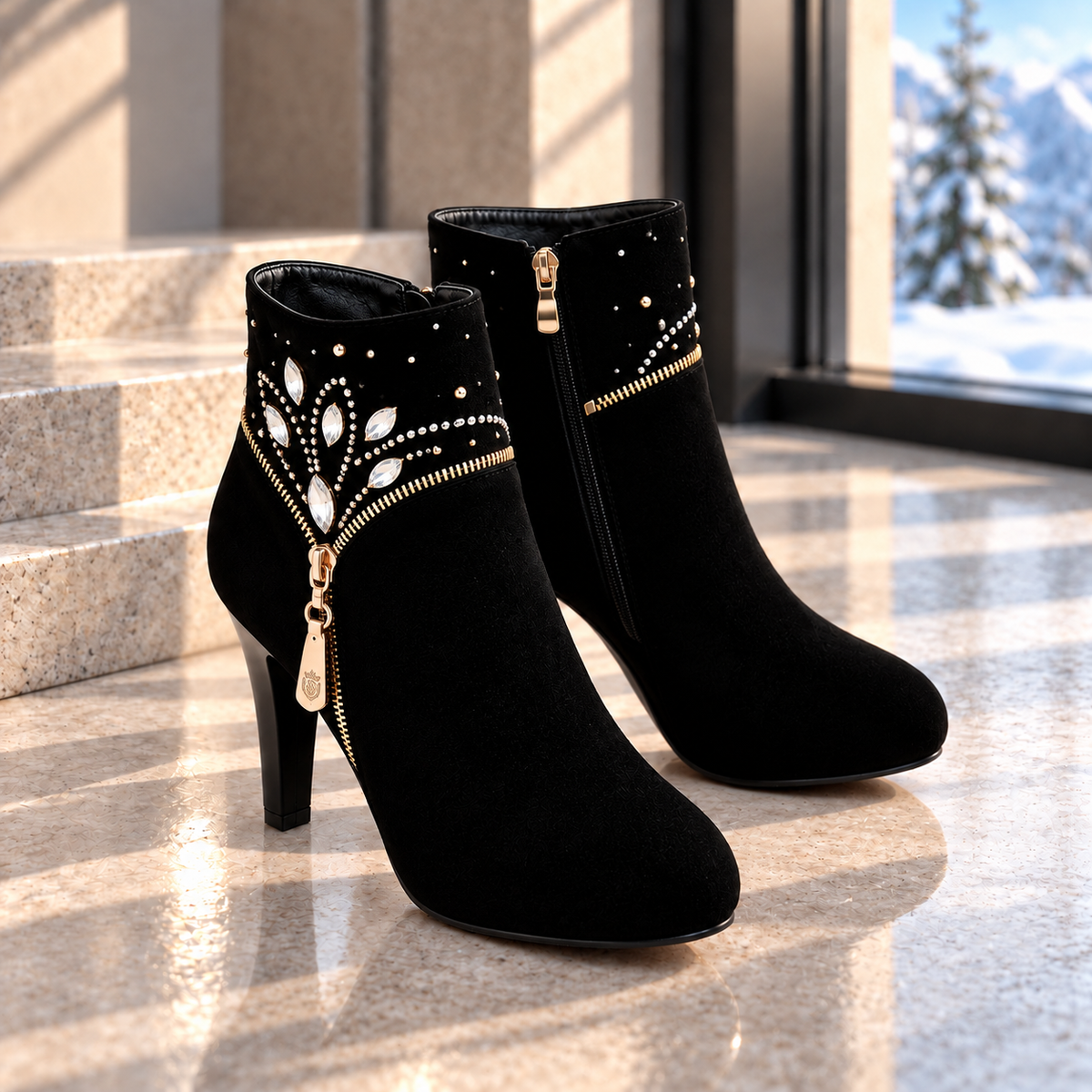 Bianca Rhinestone Ankle Boots