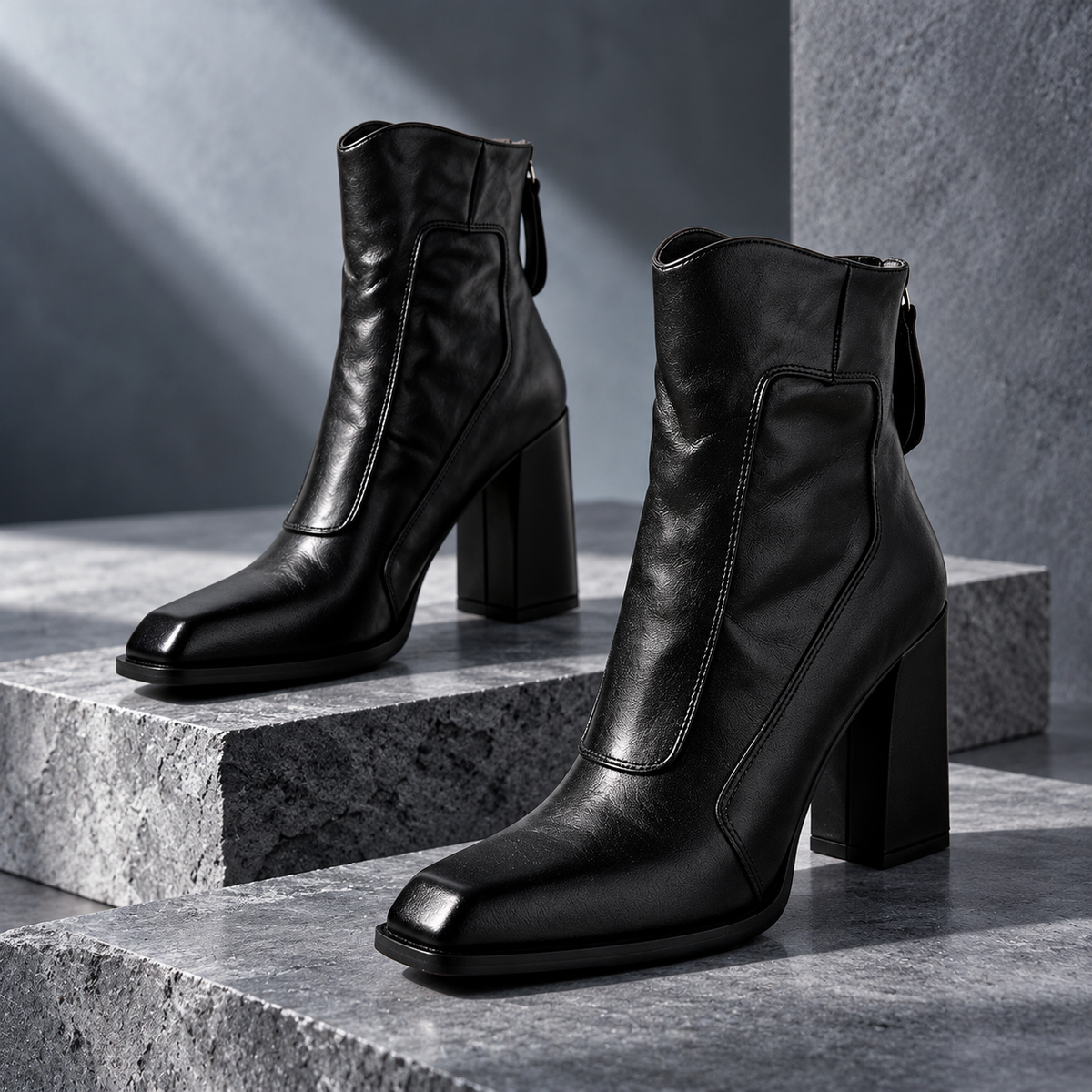 Elena Genuine Leather Block Heel Boots