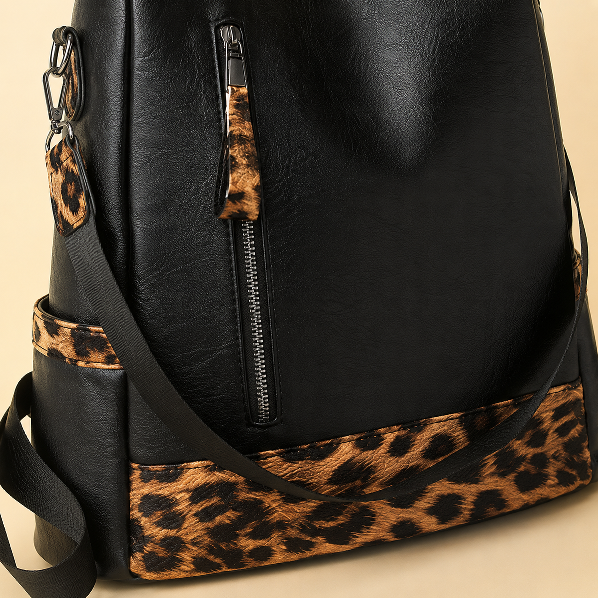 Samantha Leopard-Line Backpack