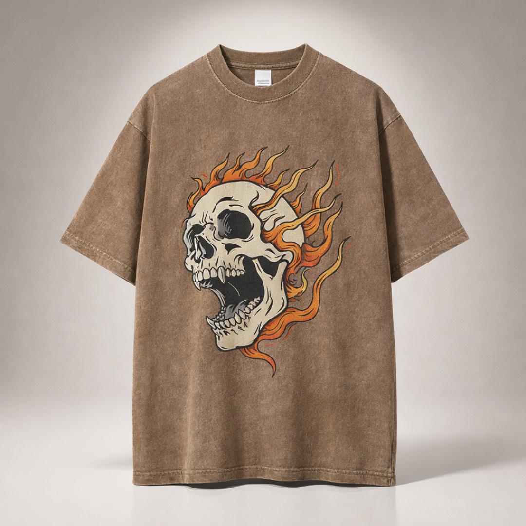 Southbrook Acid Wash Flame Tee