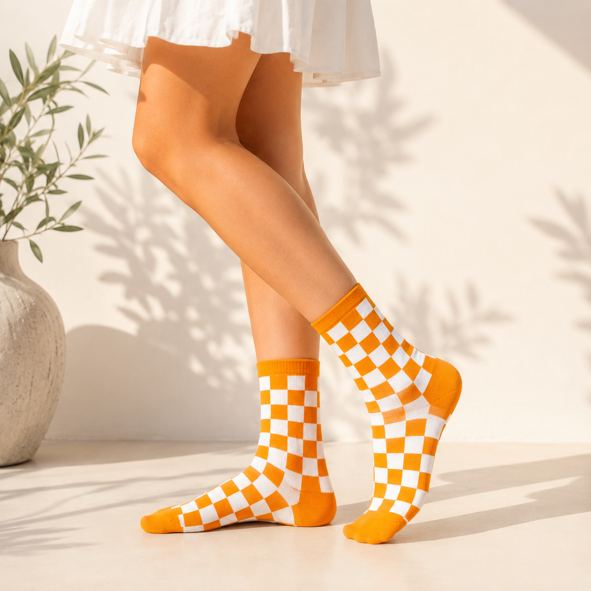 Checkboard Crew Socks