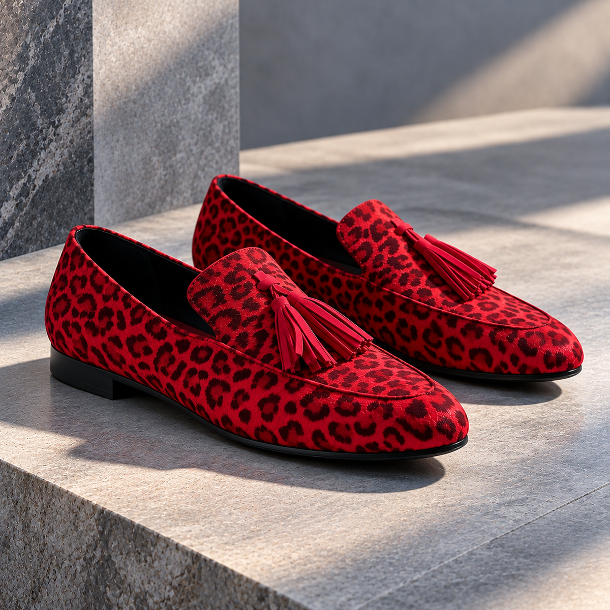 Samantha Leopard Tassel Loafers