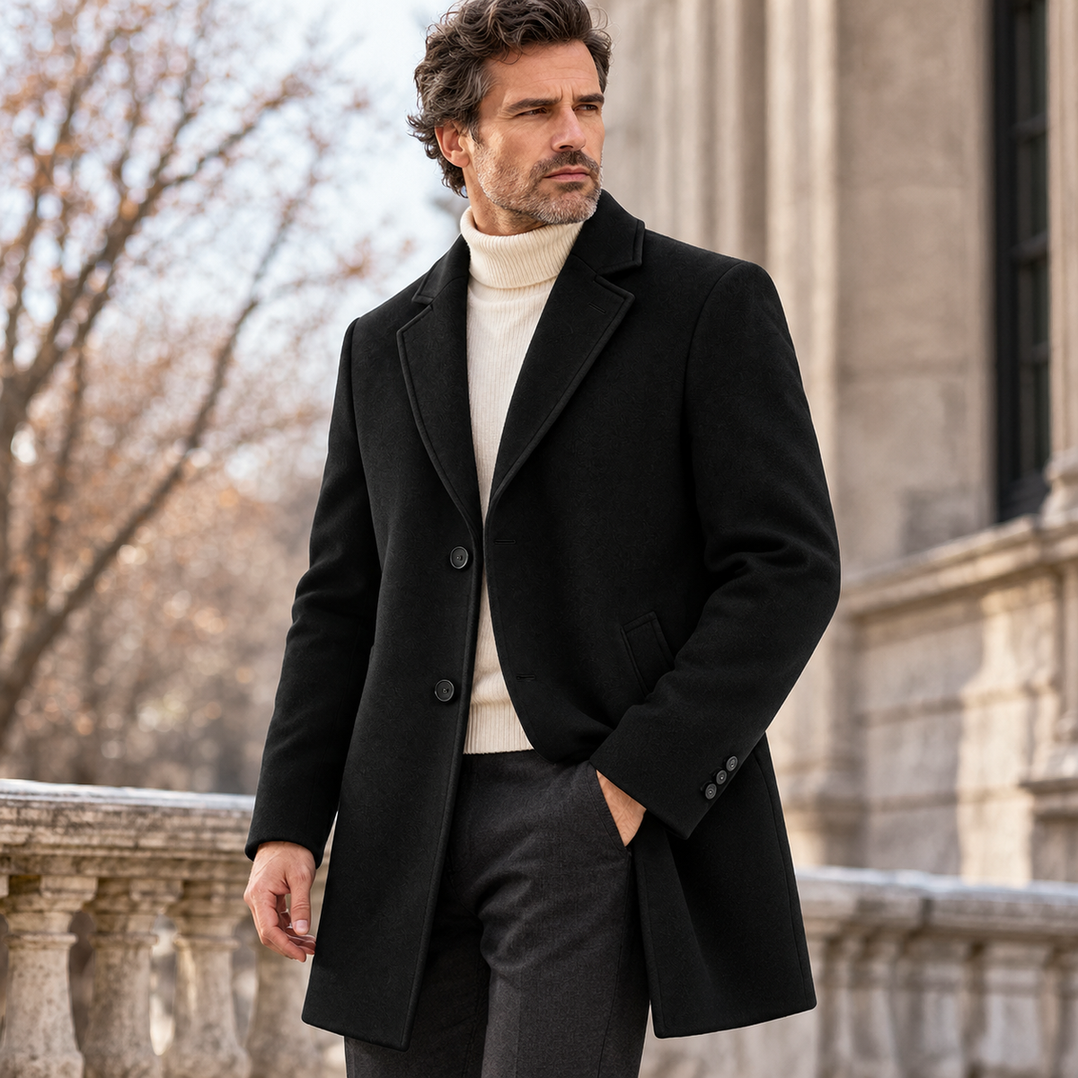 Brandt Notch-Lapel Overcoat
