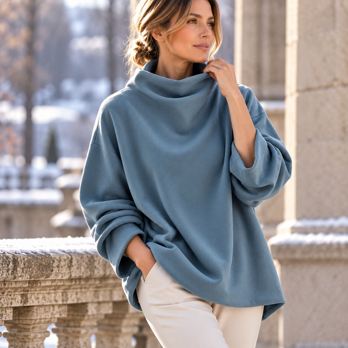 Elena Funnel-Neck Top