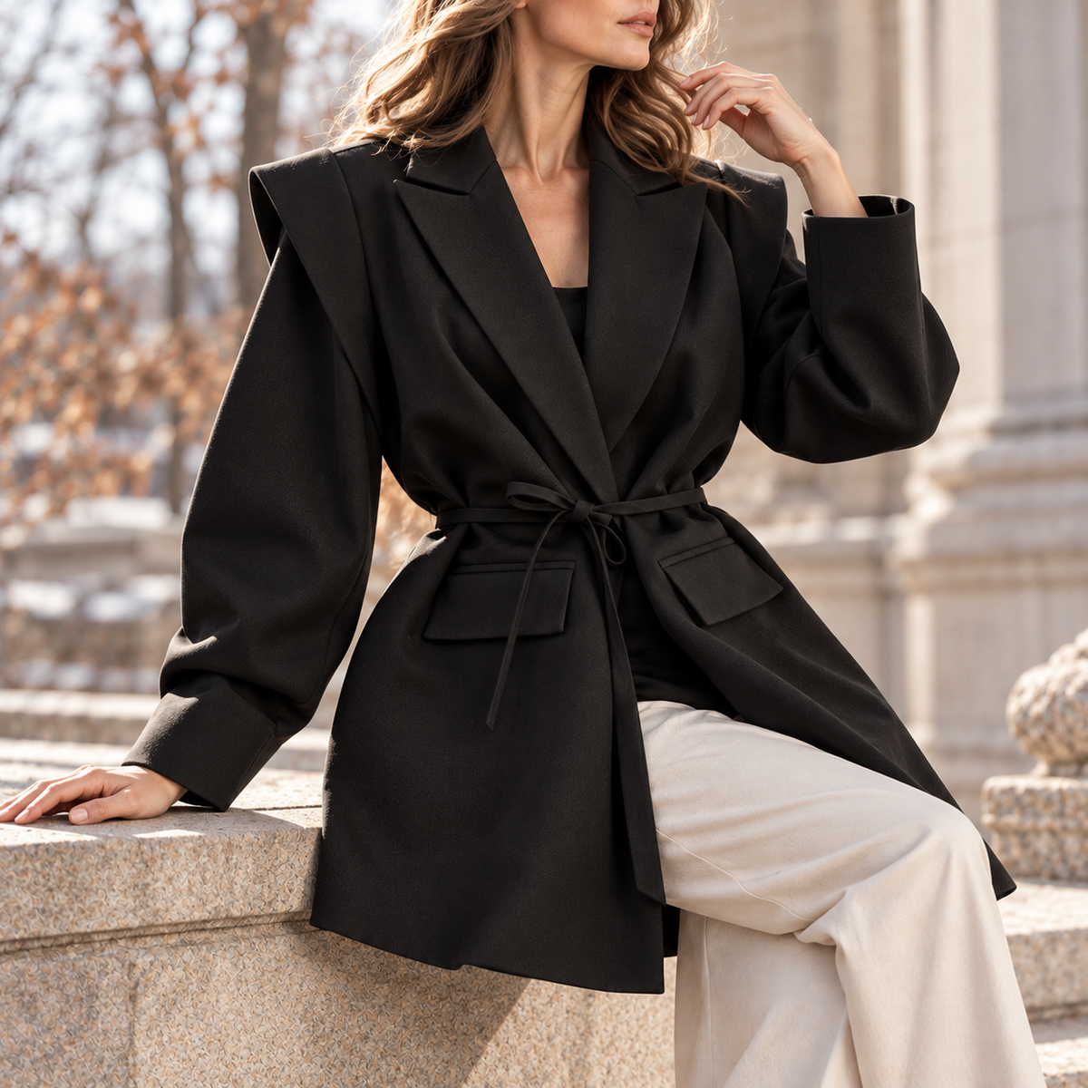 Madeline Layered-Shoulder Blazer