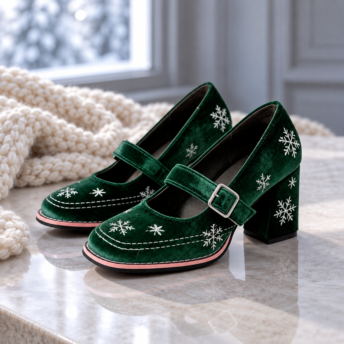 Claire Velvet Mary Janes