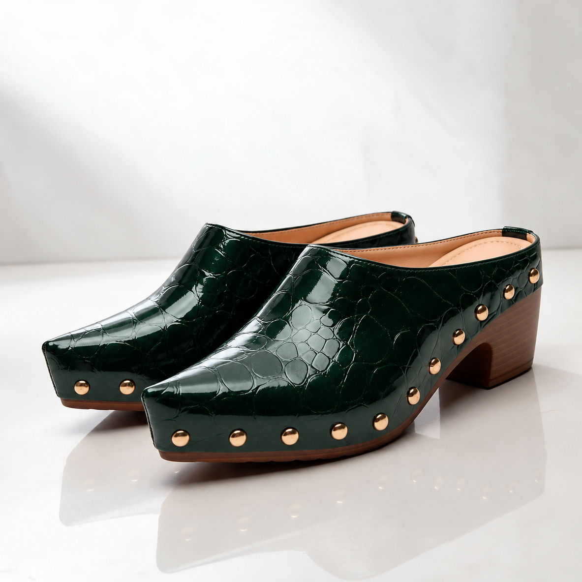 Seraphina Croc Studded Mules