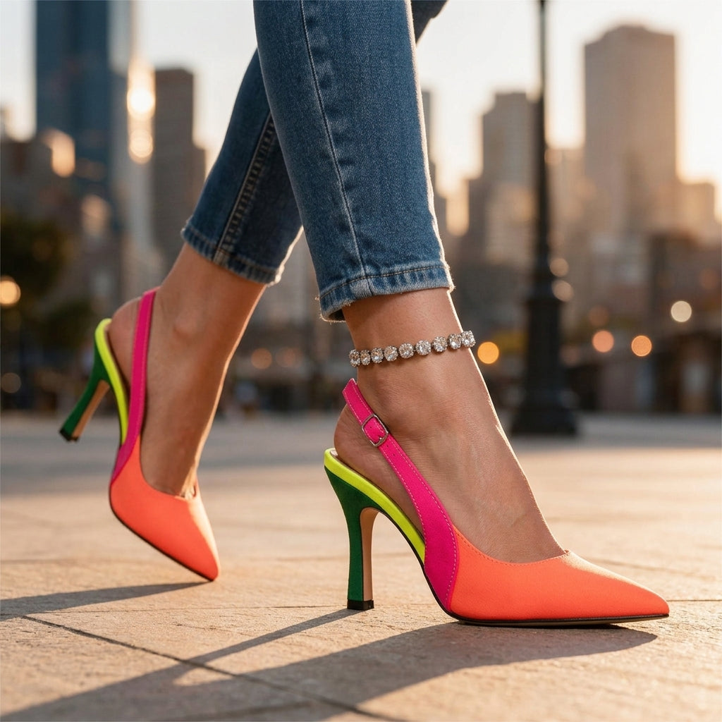 Carmella Color-Block Slingback Heels