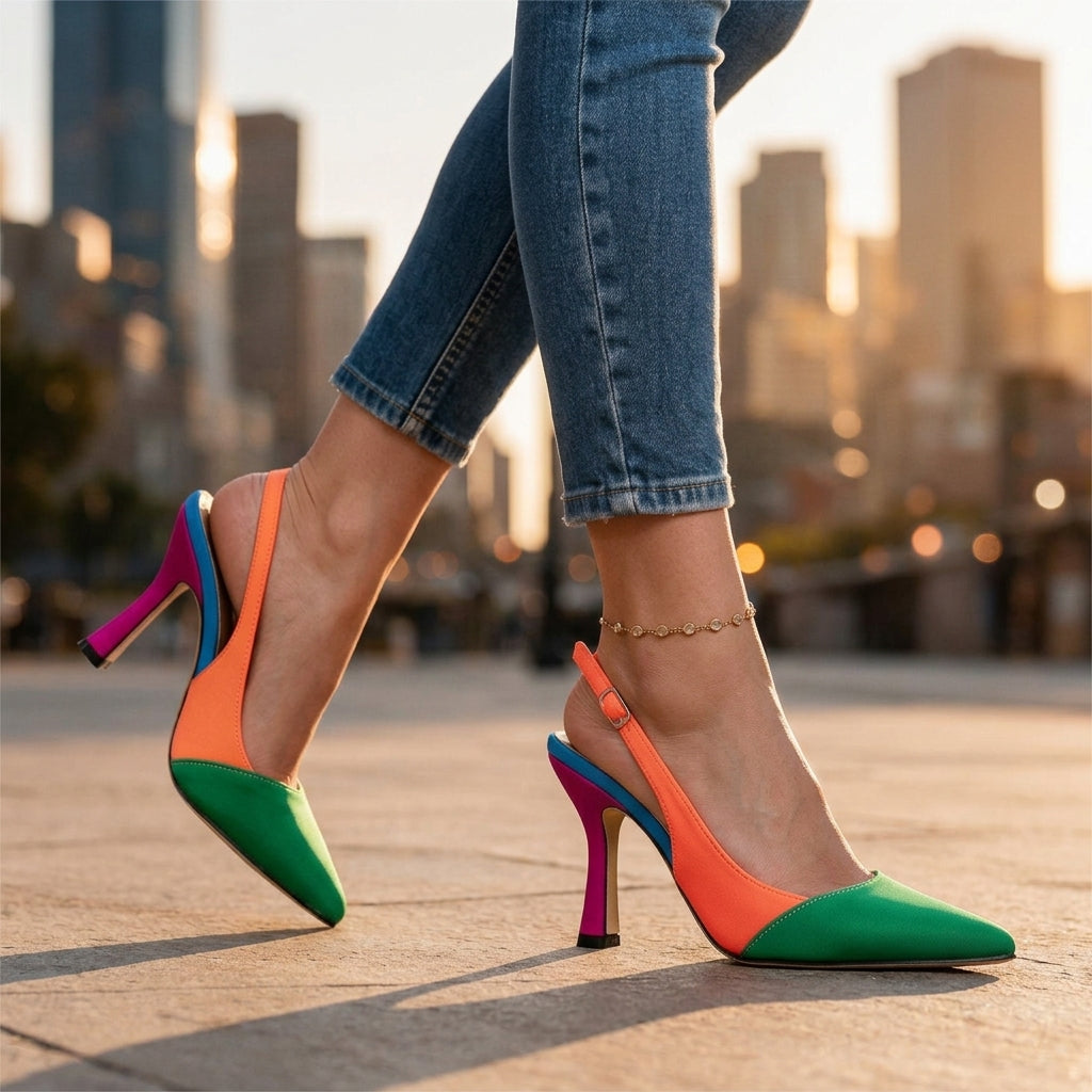Carmella Color-Block Slingback Heels