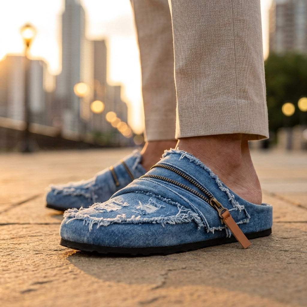 Jones Denim Zip Mule