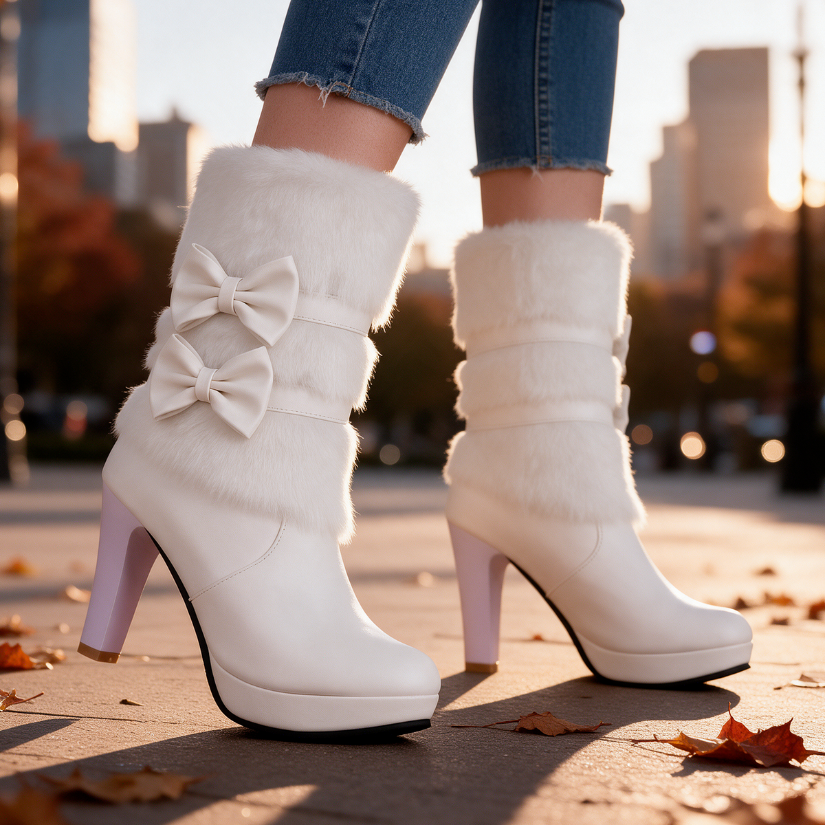 Bianca Fur Bow Boots