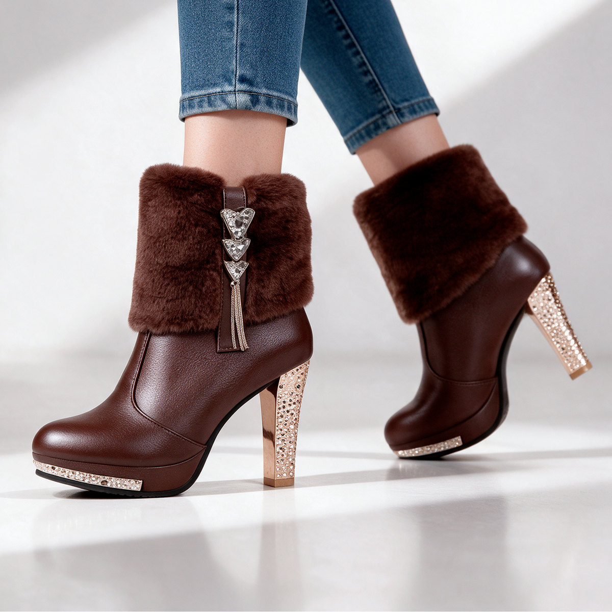 Bianca Crystal Heel Boots