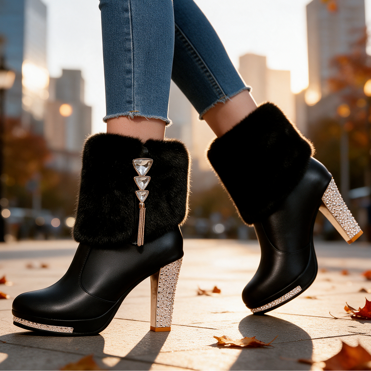 Bianca Crystal Heel Boots