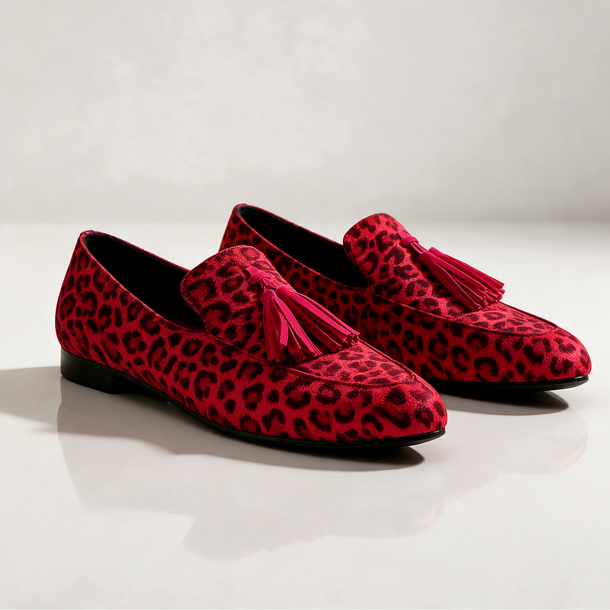 Samantha Leopard Tassel Loafers