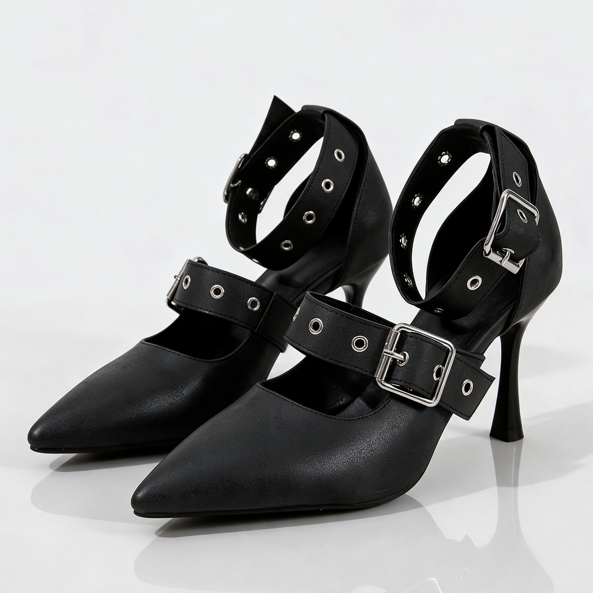 Samantha Double-Buckle Heels