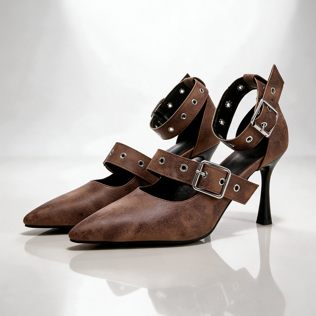 Samantha Double-Buckle Heels