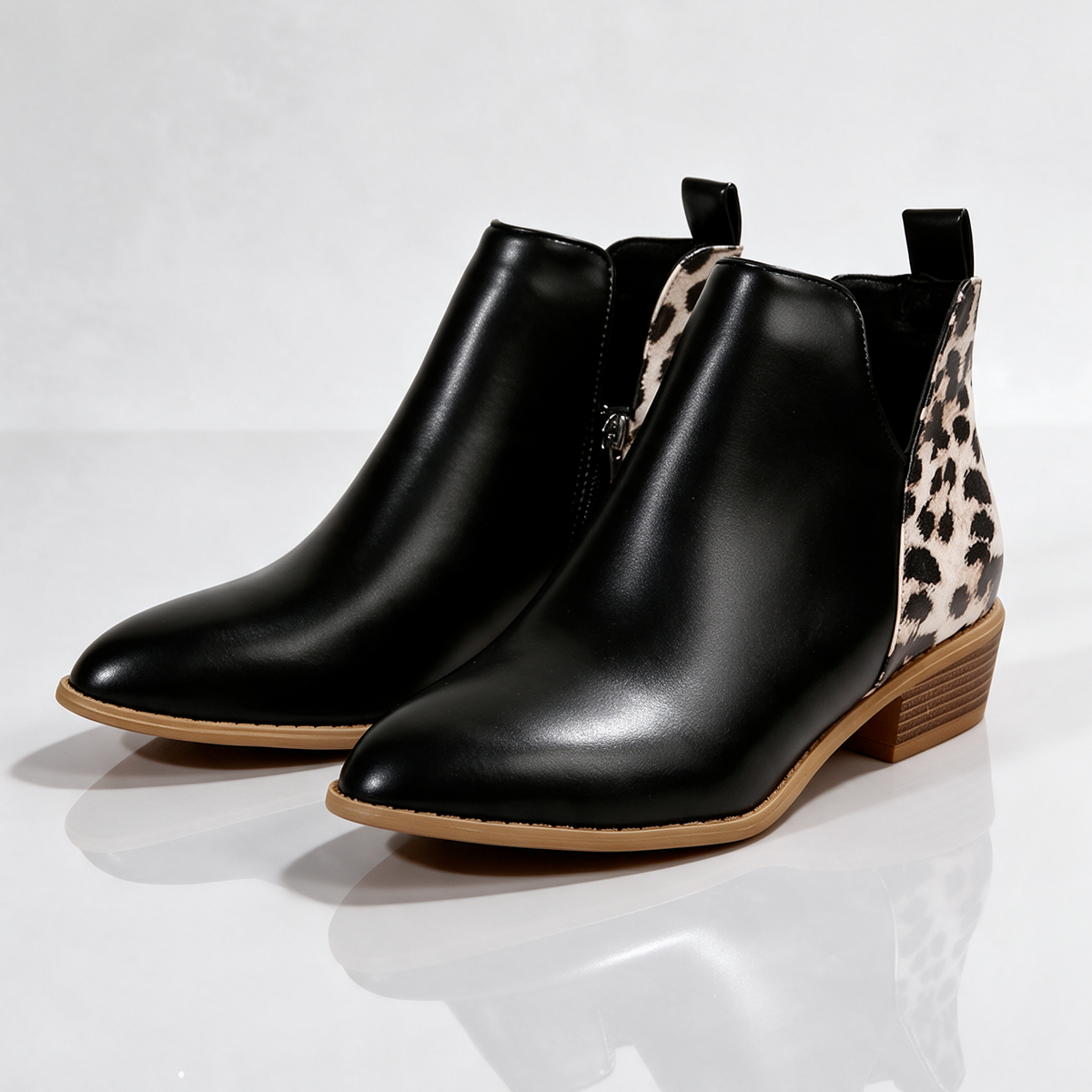 Madeline Leopard-Back Ankle Boots