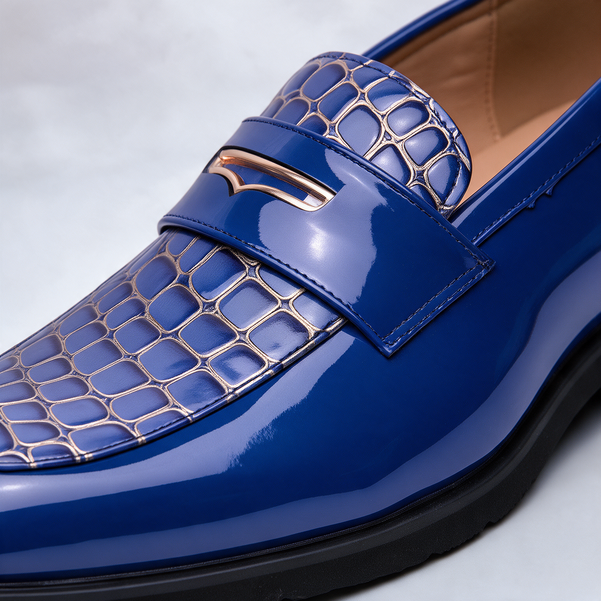 Monaco Croc-Embossed Penny Loafers