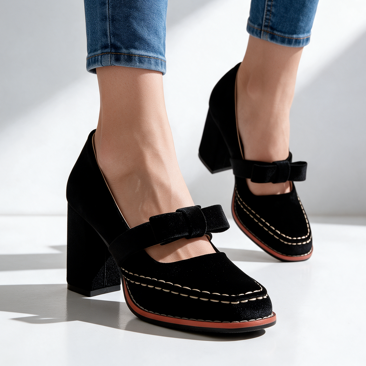 Belle Velvet Mary Jane Heels