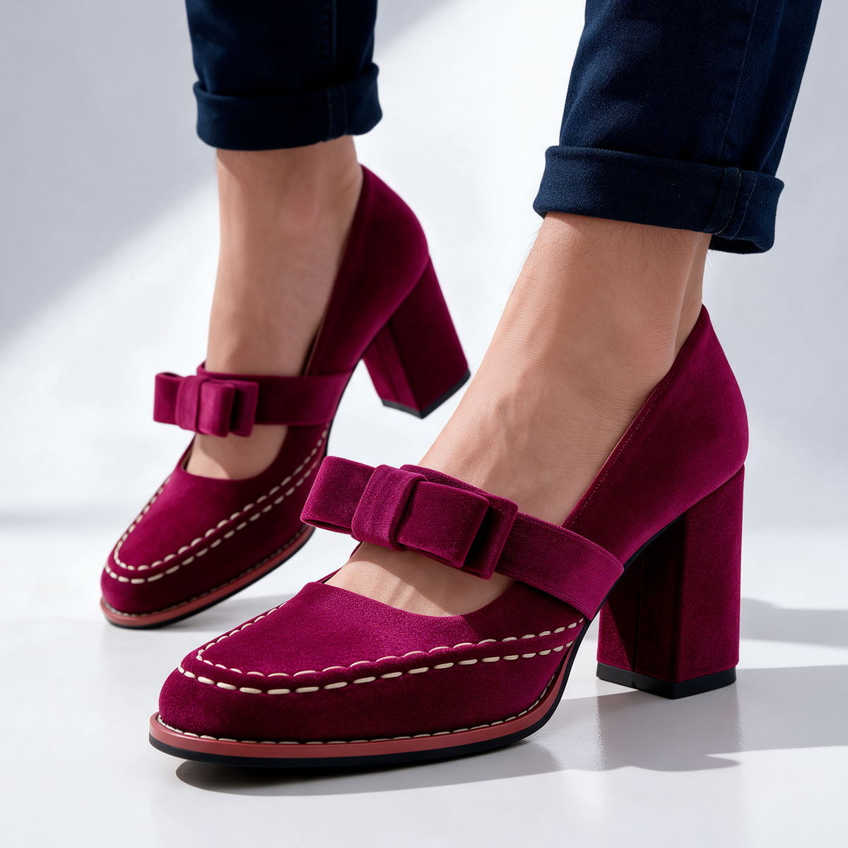 Belle Velvet Mary Jane Heels