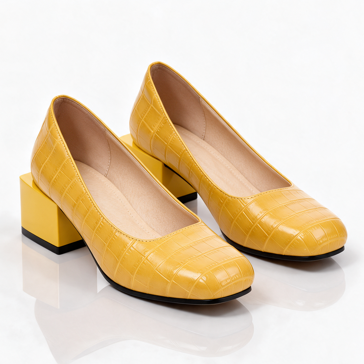 Florine Croc Block Heels