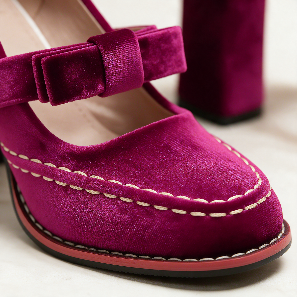 Belle Velvet Mary Jane Heels